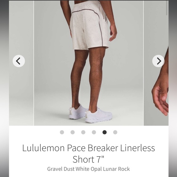LULULEMON-Pace Breaker Linerless Short 
Gravel Dust White Opal Lunar Rock - Picture 2 of 7